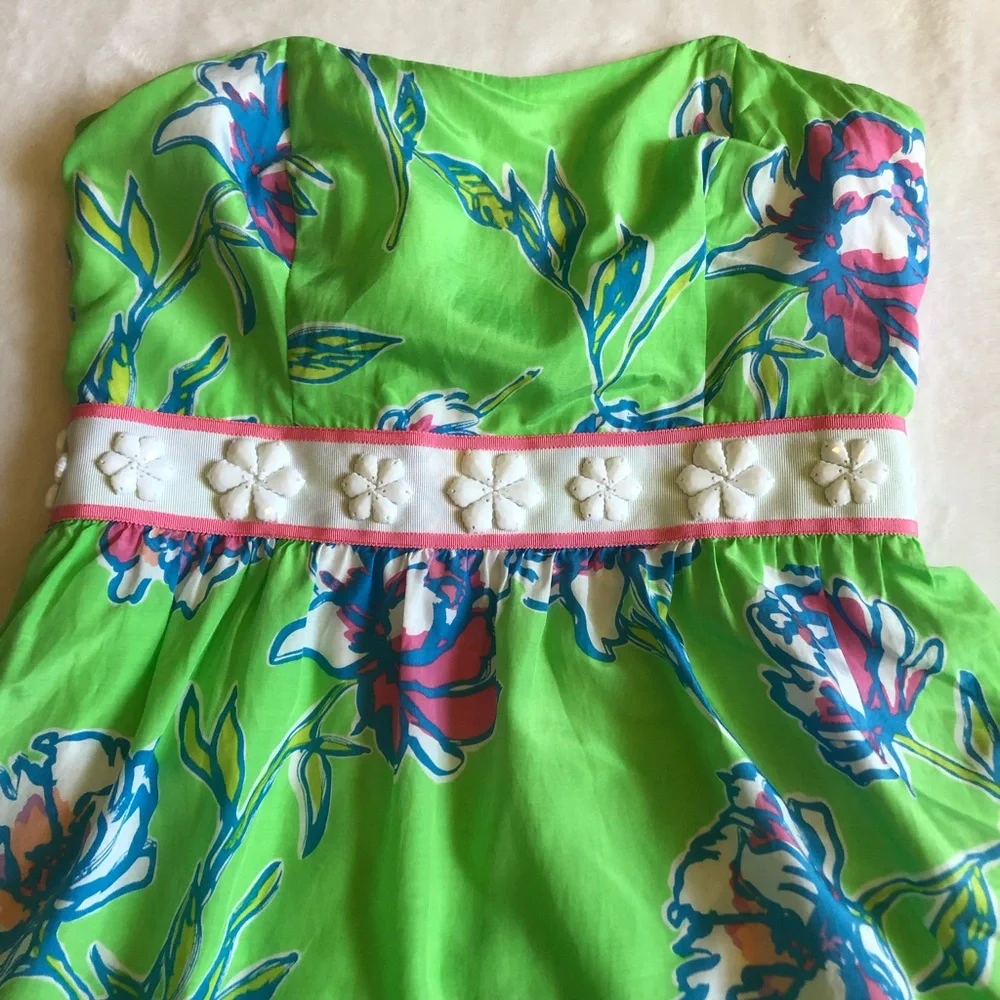 LILLY PULITZER LANGLEY‎ SILK STRAPLESS DRESS 8 - Picture 2 of 6